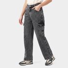 Women's Dark Grey Straight Fit Cotton Jeans, Dark Grey, small