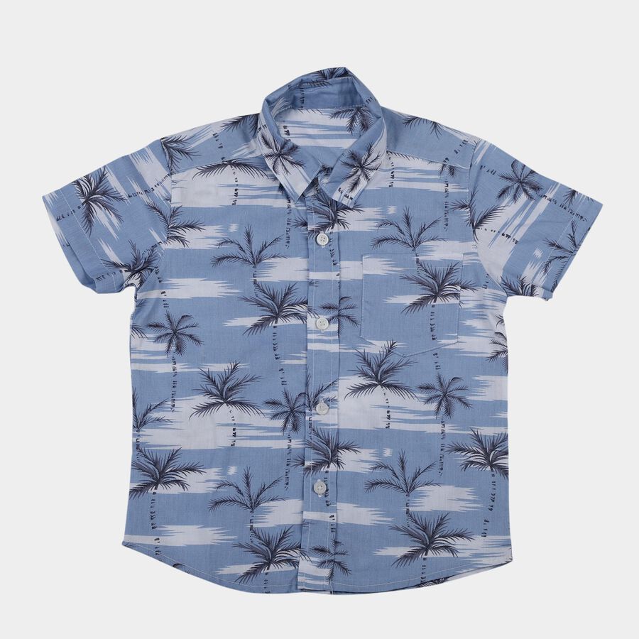 Boys Blue Cotton Half Sleeve Classic Casual Shirt, Light Blue, large