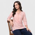 Women's Pink Round Neck Embroidered Kurti, Light Pink, small