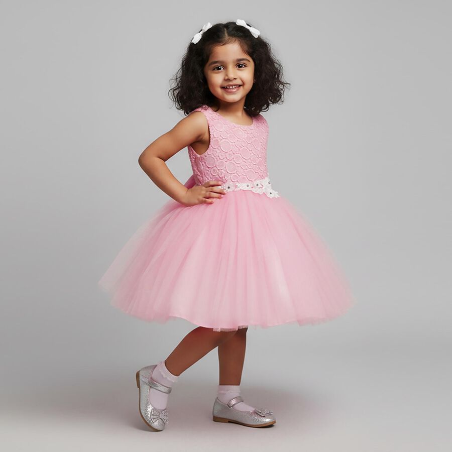 Girls' Frock, गुलाबी, large image number null