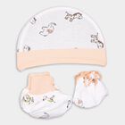 Infants' 100% Cotton Gift Set (Cap, Mittens, Booties), White, small