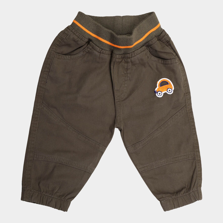 Infants Solid Trousers, ओलिव, large image number null
