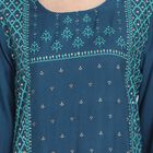 3/4th Sleeves Straight Kurta, Teal Blue, small image number null
