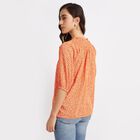 All Over Print Elbow Sleeve Top, Orange, small image number null