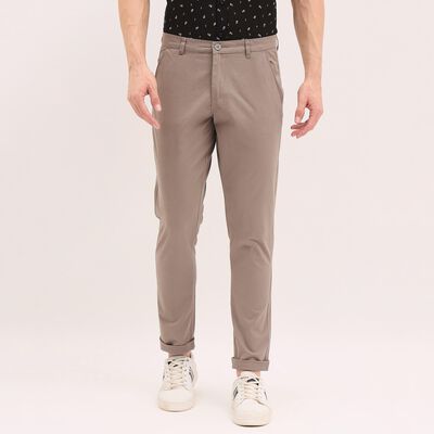 Men's 100% Cotton Cross Pocket Slim Fit Casual Trousers