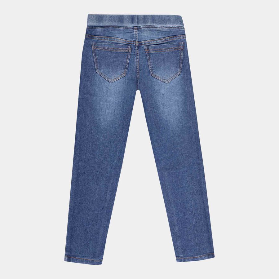 Girls Embellished Jeans, Mid Blue, large image number null