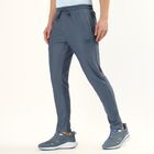 Men's Muted Steel Blue Tapered Fit Textured Track Pants, Mid Blue, small