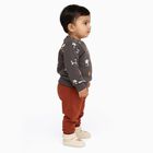 Infants' Dark Grey Round Neck Animal Print Baba Suit, Dark Grey, small image number null