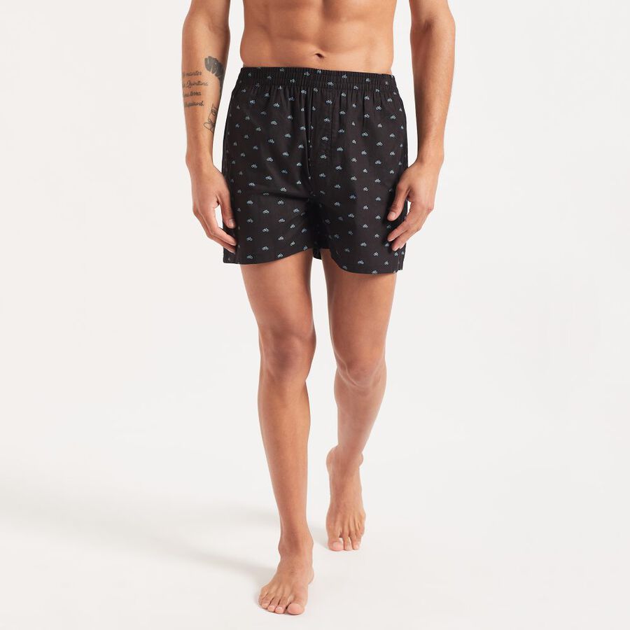 Men's Cotton Boxers, Black, large image number null