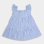 Infant Girls' 100% Cotton Frock , हल्का नीला, small