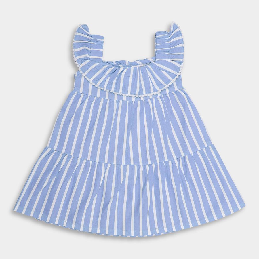 Infant Girls' 100% Cotton Frock , हल्का नीला, large