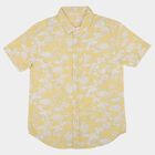 Boys Yellow Cotton Floral Printed Casual Shirt, Yellow, small