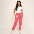 Girls' Coral Pink Sequin Printed Drawstring Pyjama, Coral, small image number null