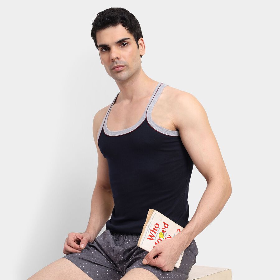 Men's 100% Cotton Gym T-Shirt , Navy Blue, large image number null