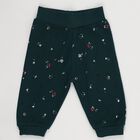 Infants' Dark Forest Green Floral Printed Cotton Pyjama, गहरा हरा, small image number null