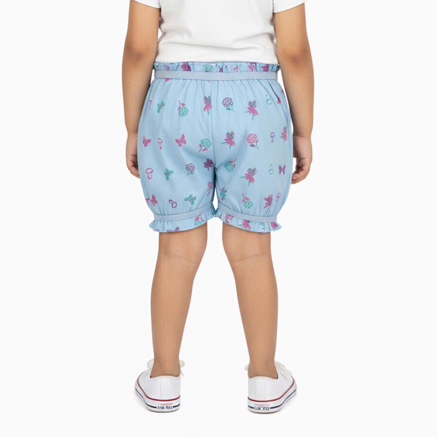 Girls' Light Blue Regular Fit Printed Bloomers, Light Blue, large image number null