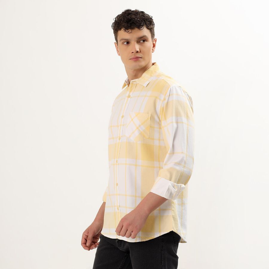 Men's 100% Cotton Regular Collar Casual Shirt, पीला, large image number null