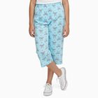 Girls' Light Sky Blue Printed Cotton Blend Capri, Aqua, small image number null