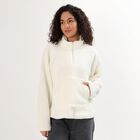 Women's Off-White Half-Zip Relaxed Fit Sweatshirt, ऑफ व्हाइट, small image number null