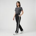 Women's Black Side-Striped Track Pants, काला, small