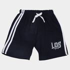 Boys' Blue Cotton Blend Regular Fit Bermuda Shorts, Navy Blue, small