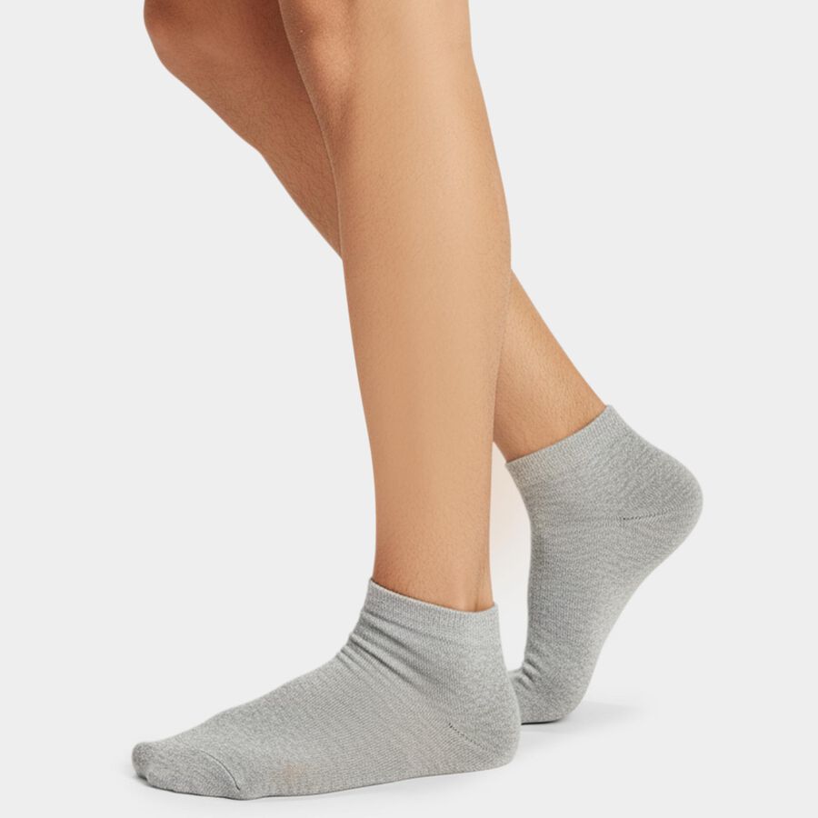 Men's Ankle Length Pack of 3 Socks ( Grey, White, Black ), Melange Light Grey, large