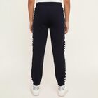 Boys' Deep Navy Blue Cotton Blend Text Print Pyjama, नेवी ब्लू, small image number null