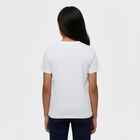 Girls' White Cotton Round Neck Casual T-Shirt, सफ़ेद, small