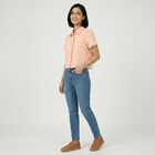 Women's Light Pink Half Sleeve Spread Collar Casual Shirt, Light Pink, small