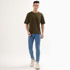 Men's Muted Olive Green Round Neck Casual T-Shirt, Olive, small image number null