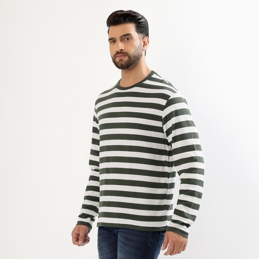 Men's Muted Sage Green Round Neck Casual T-Shirt, हल्का हरा, large image number null