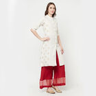 3/4th Sleeves Flared Kurta, Off White, small image number null