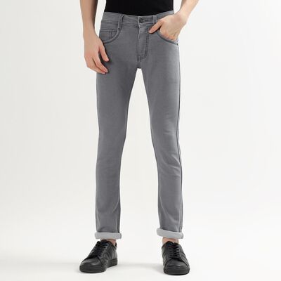 Men's Muted Steel Grey Skinny Fit Five Pocket Jeans