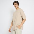 Men's Round Neck Half Sleeves T-Shirt, Beige, small