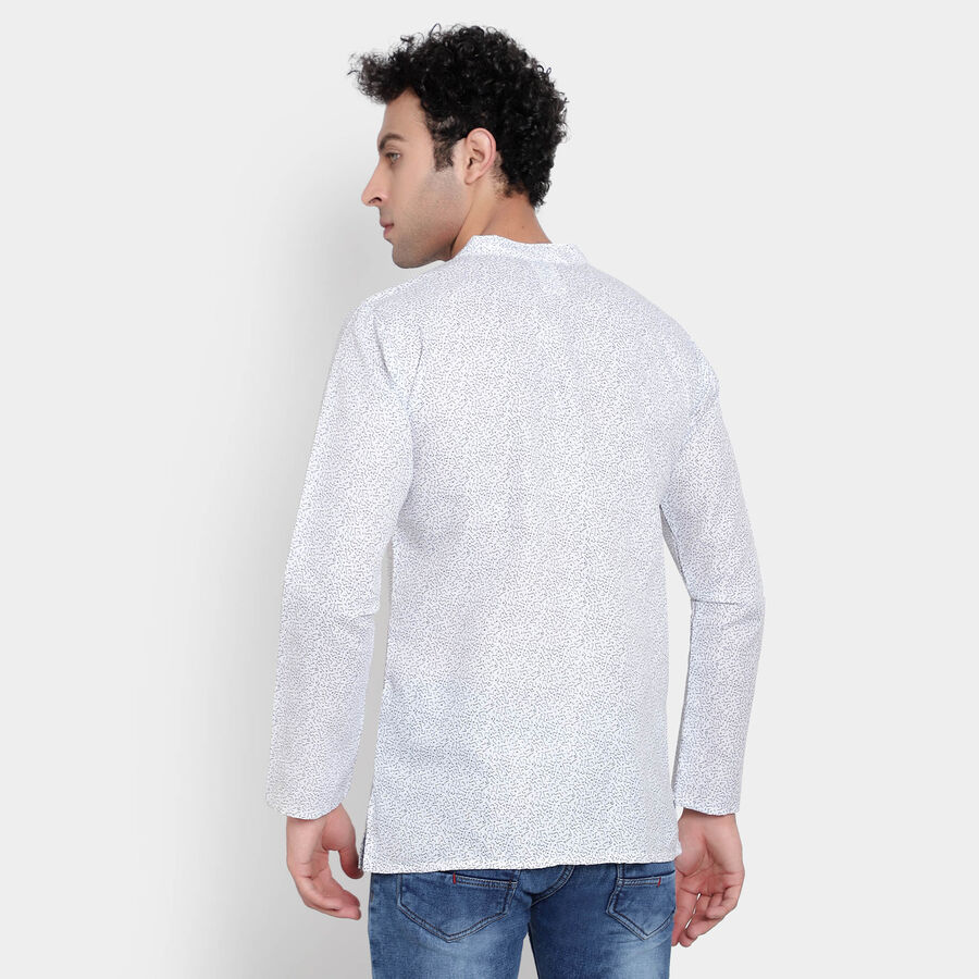 Printed Mandarin Collar Kurta, White, large image number null