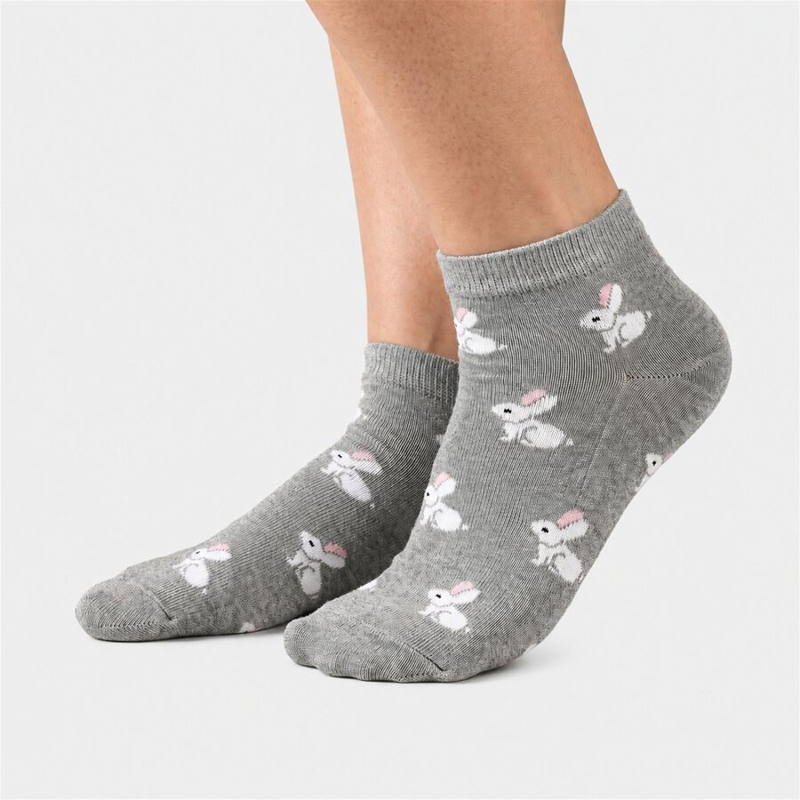 Women's Assorted Regular Fit Printed Pack of 3 Socks, चुनिंदा, large