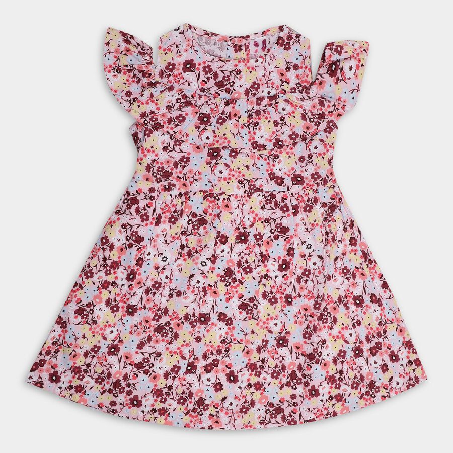 Girls' 100% Cotton Frock , हल्का गुलाबी, large image number null
