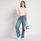 Ladies' Round Neck T-Shirt , हल्का गुलाबी, small