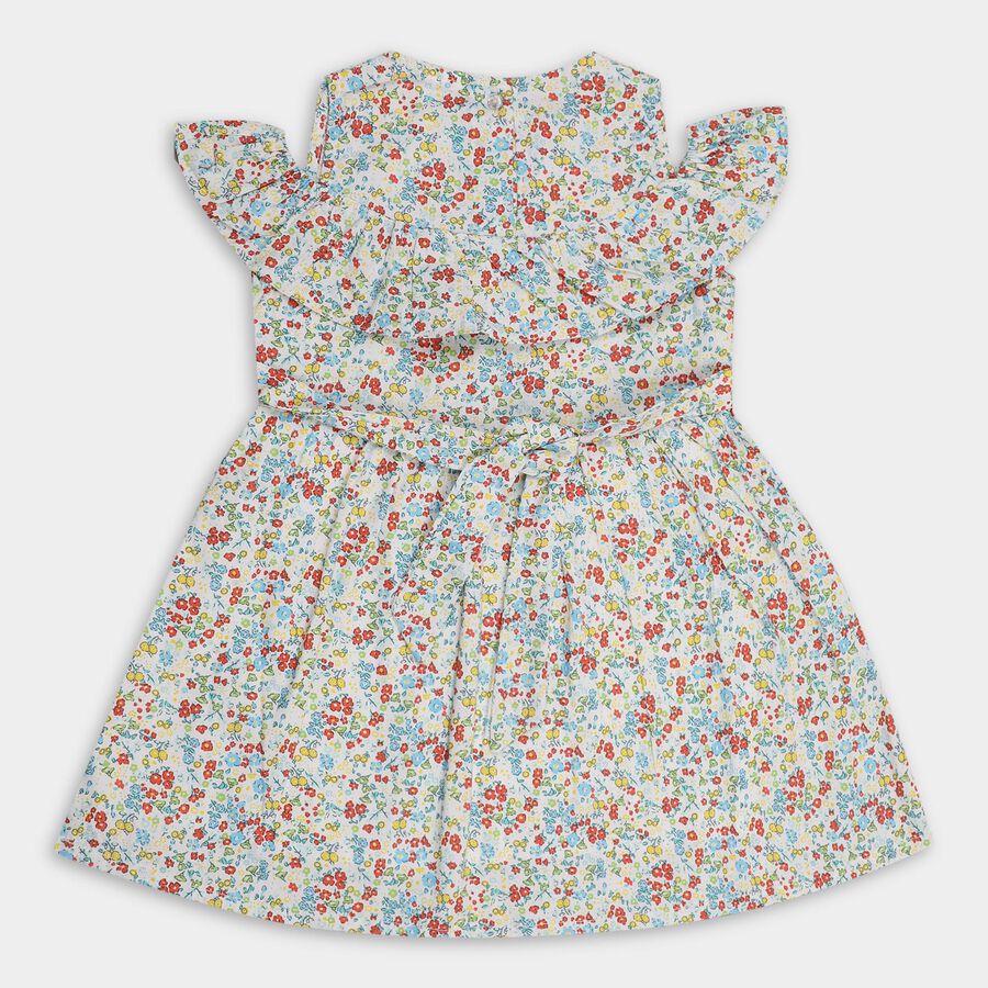 Girls' 100% Cotton Frock, ऑफ व्हाइट, large image number null