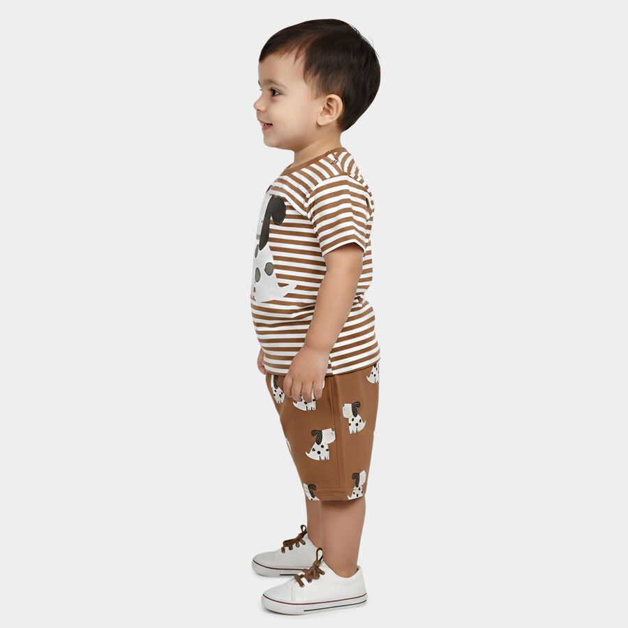 Infants' Beige 100% Cotton Neckline Baba Suit, Beige, large