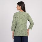 Women's Olive Green V-Neck Floral Printed Straight Kurti, ओलिव, small
