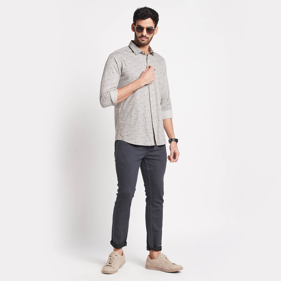 Cotton Printed Casual Shirt, Light Grey, large image number null