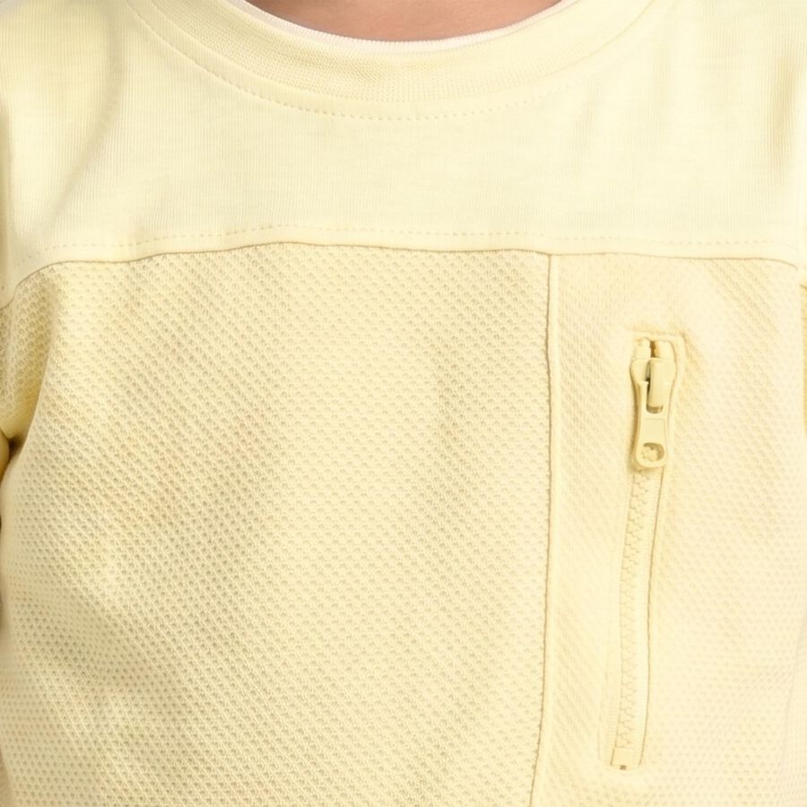 Boys Yellow Cotton Round Neck Regular Boys T-Shirt, Yellow, large