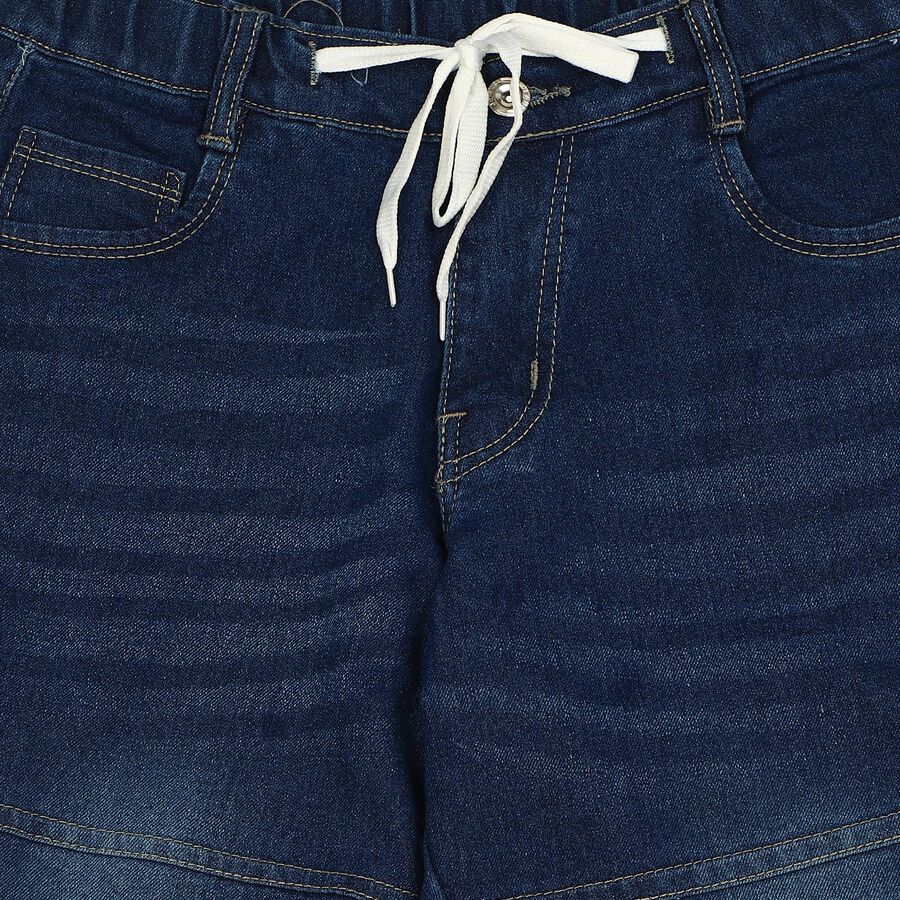 Boys' Navy Blue Relaxed Fit Cargo Style Jeans, गहरा नीला, large