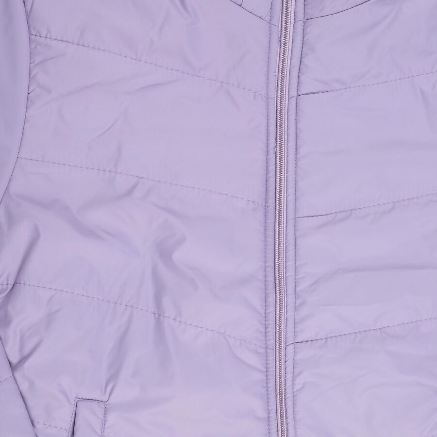 Girls Light Lavender Hooded Casual Jacket, Purple, large image number null