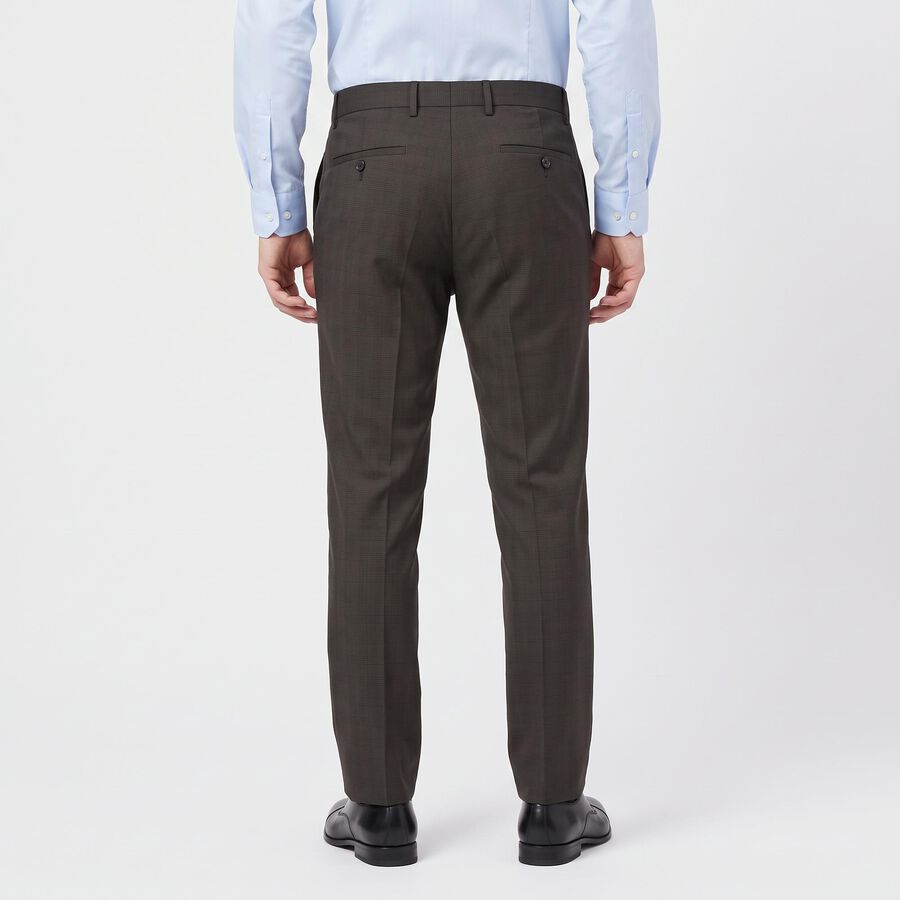 Men's Black Slim Fit Checked Formal Trousers, Black, large