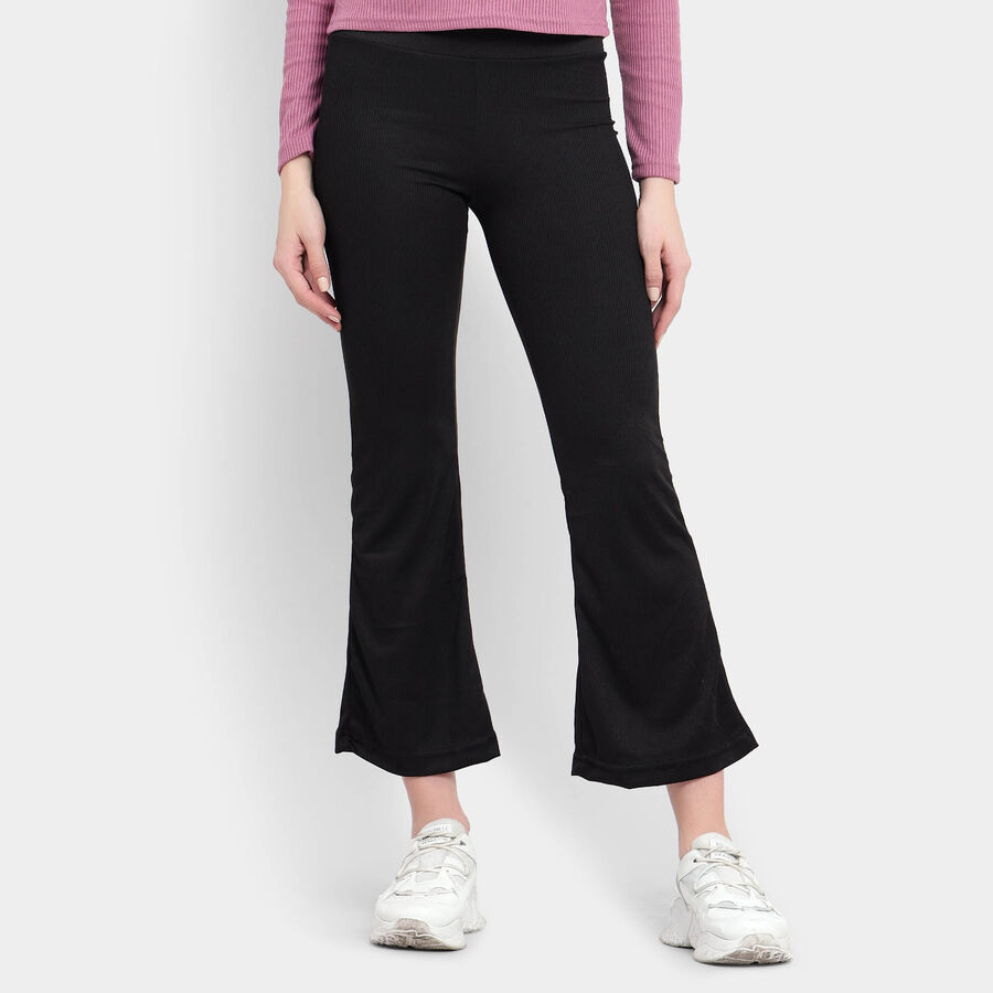 Solid Trousers, काला, large image number null
