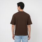 Men's Brown Round Neck Regular T-Shirt, Brown, small