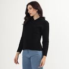 Women's Jet Black Hooded Casual Cardigan, Black, small