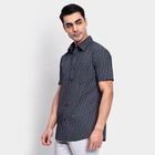 Men's 100% Cotton Casual Shirt, नेवी ब्लू, small
